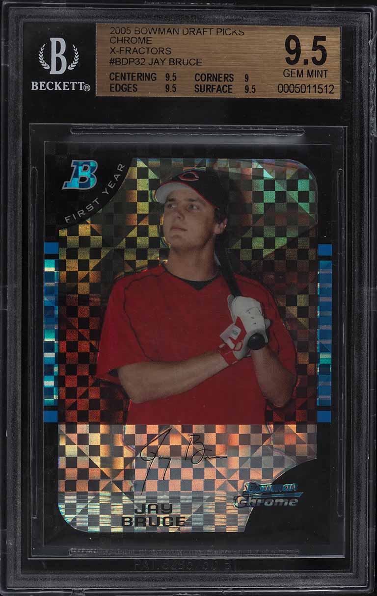 2005 Bowman Chrome Draft Xfractors Jay Bruce ROOKIE /250 #32 BGS 9.5 GEM MINT
