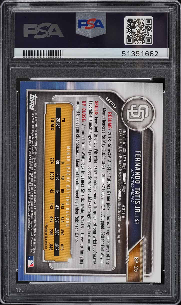 2019 Bowman Paper Prospects Fernando Tatis Jr. ROOKIE #BP-25 PSA 10 GEM MINT