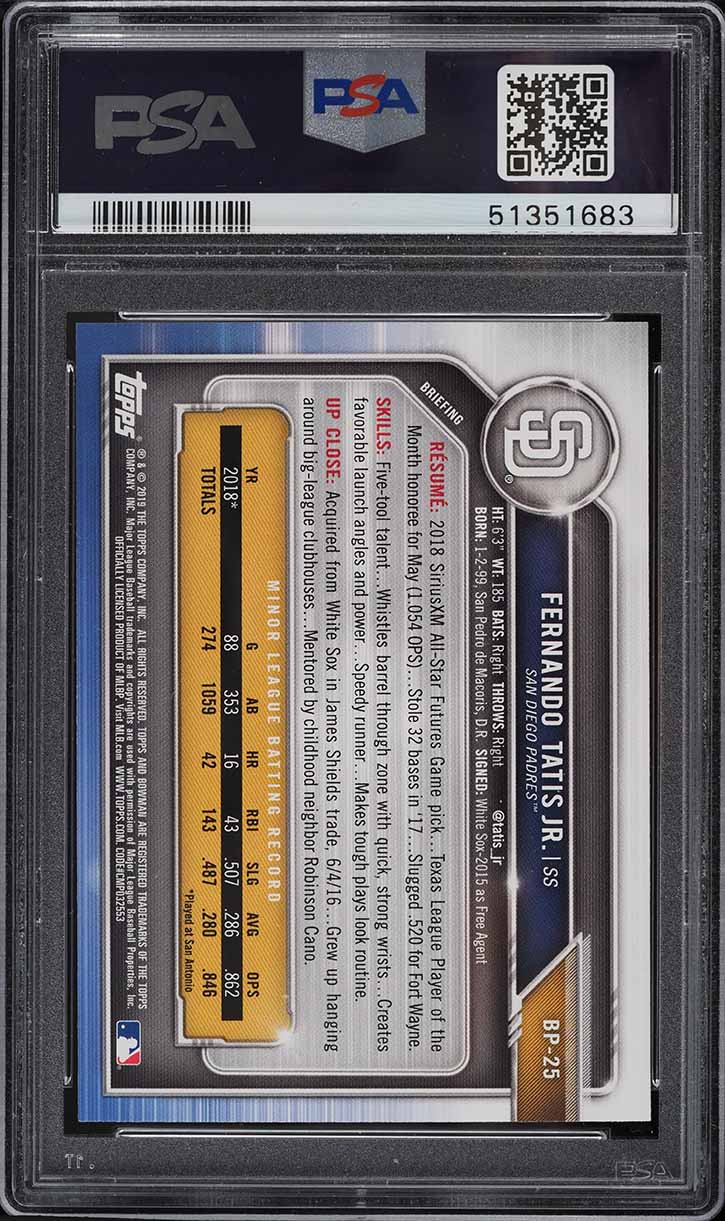 2019 Bowman Paper Prospects Fernando Tatis Jr. ROOKIE #BP-25 PSA 10 GEM MINT