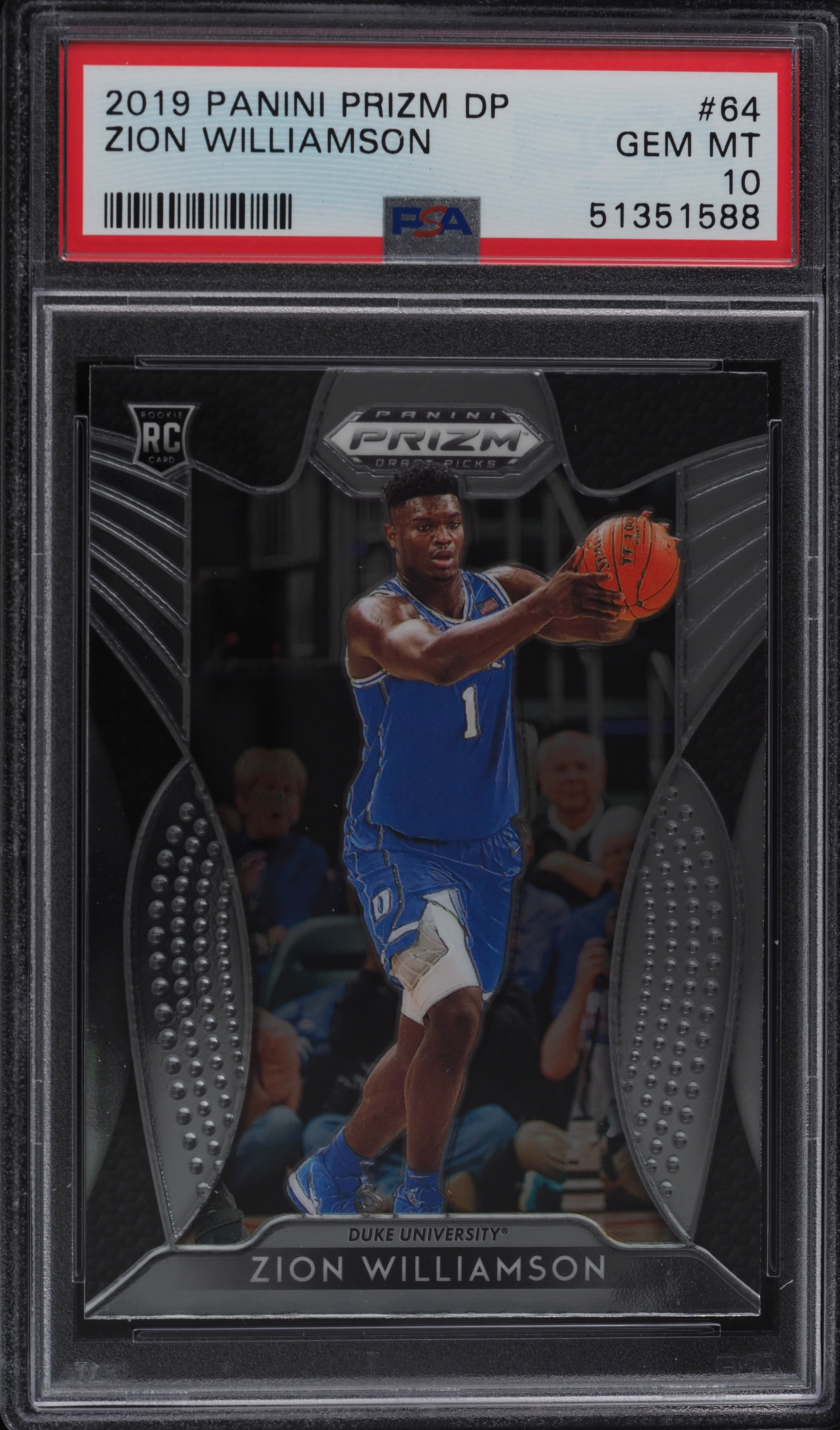 2019 Panini Prizm Draft Picks Zion Williamson ROOKIE RC #64 PSA 10