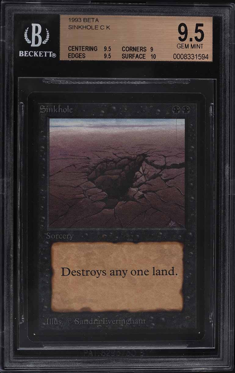 1993 Magic The Gathering MTG Beta Sinkhole C K BGS 9.5 GEM MINT on