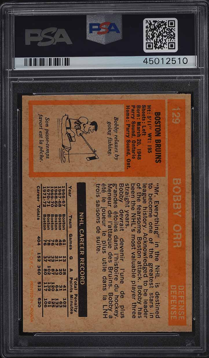 1972 O-Pee-Chee Hockey Bobby Orr #129 PSA 9 MINT