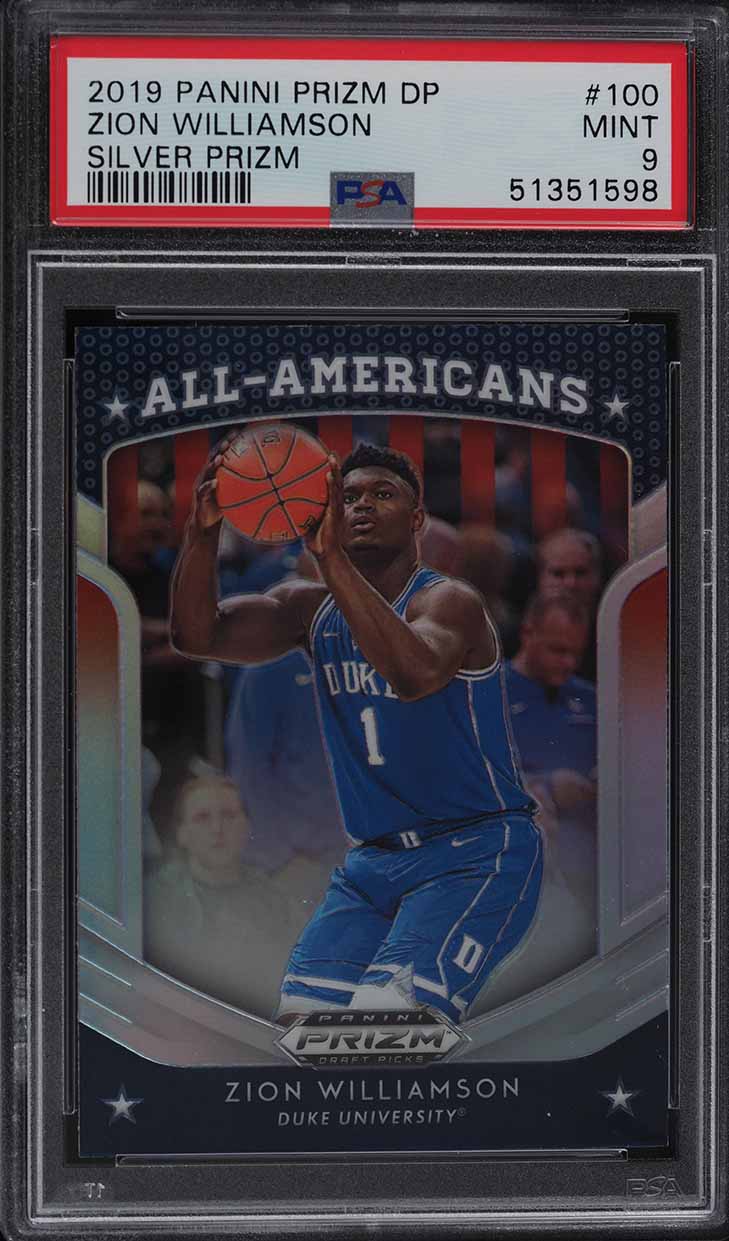 2019 Panini Prizm Draft Picks Silver Prizms Zion Williamson ROOKIE #100 PSA 9