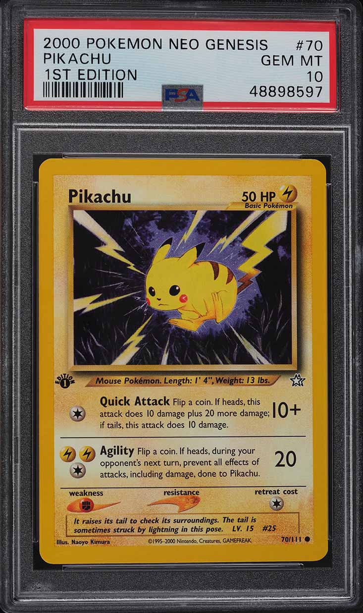 2000 Pokemon Neo Genesis 1st Edition Pikachu #70 PSA 10 GEM MINT