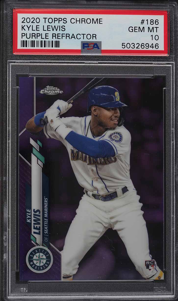 2020 Topps Chrome Purple Refractor Kyle Lewis ROOKIE /299 #186 PSA 10 GEM MINT