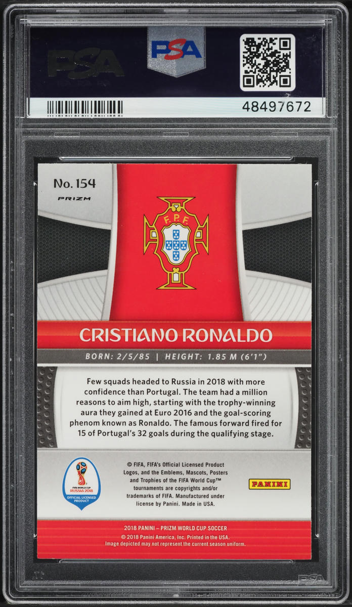 2018 Panini Prizm World Cup Silver Cristiano Ronaldo #154 PSA 9 MINT