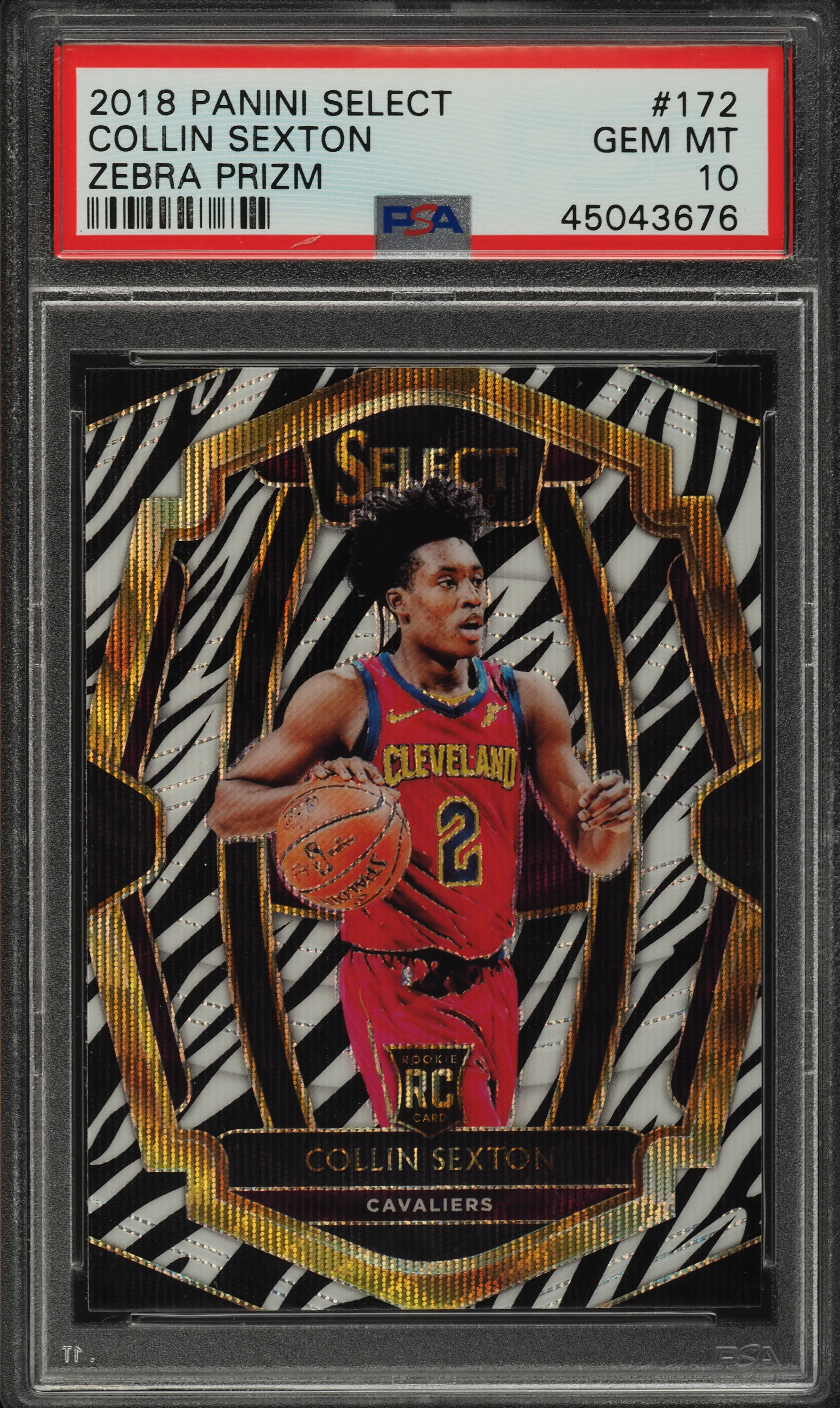 2018 Select Zebra Prizm Collin Sexton ROOKIE RC #172 PSA 10 GEM