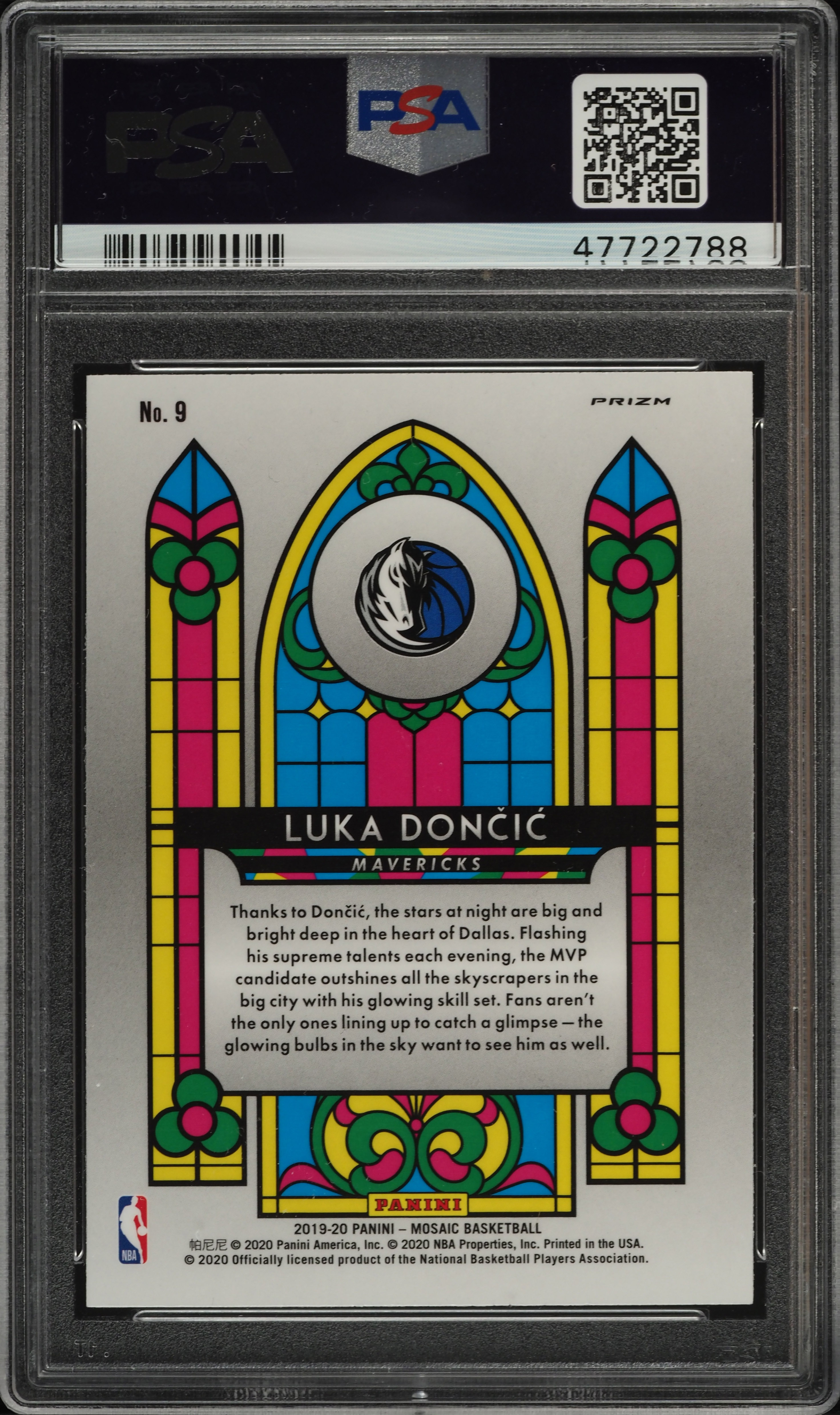 2019 Panini Mosaic Stained Glass Luka Doncic #9 PSA 10 GEM MINT on