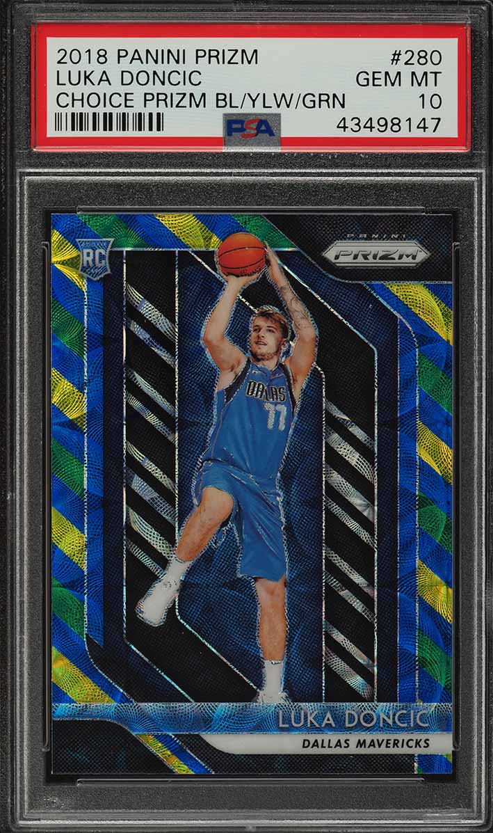 2018 Panini Prizm Choice Blue Yellow Green Luka Doncic ROOKIE #280 PSA 10 GEM