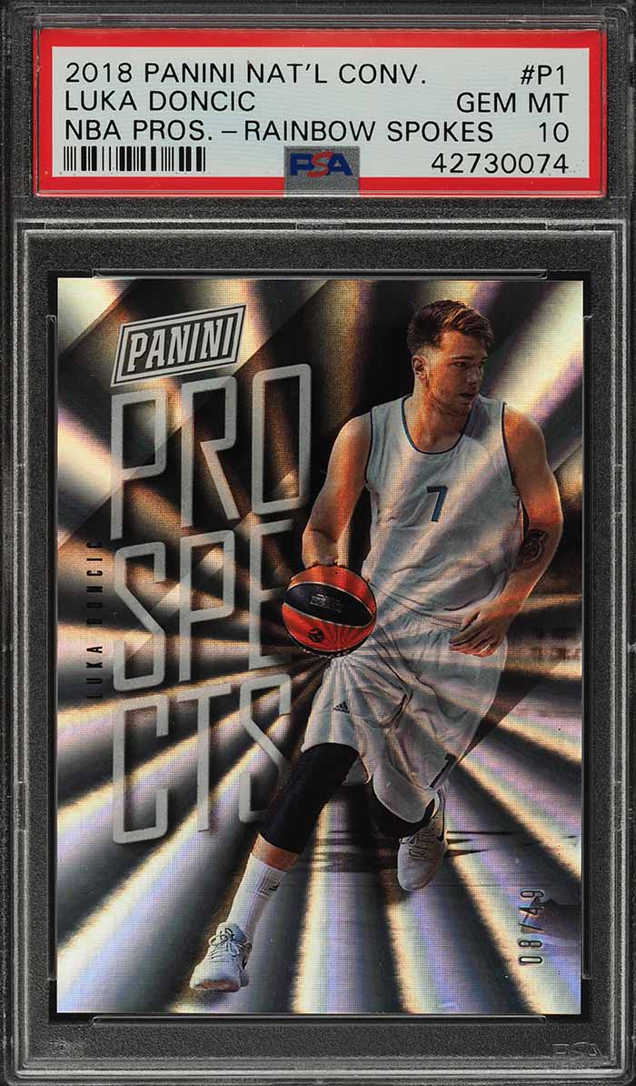 2018 Panini National Convention Rainbow Spokes Luka Doncic ROOKIE RC /49 PSA 10