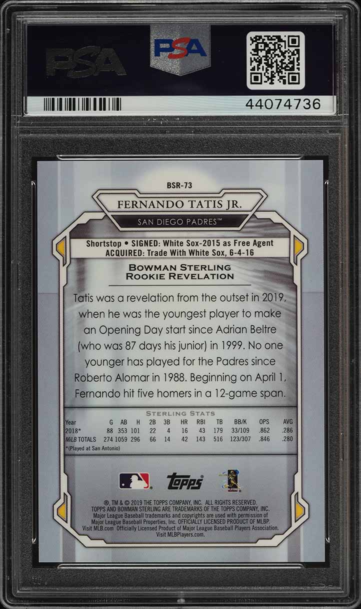 2019 Bowman Sterling Black Atomic Refractor Fernando Tatis Jr. RC