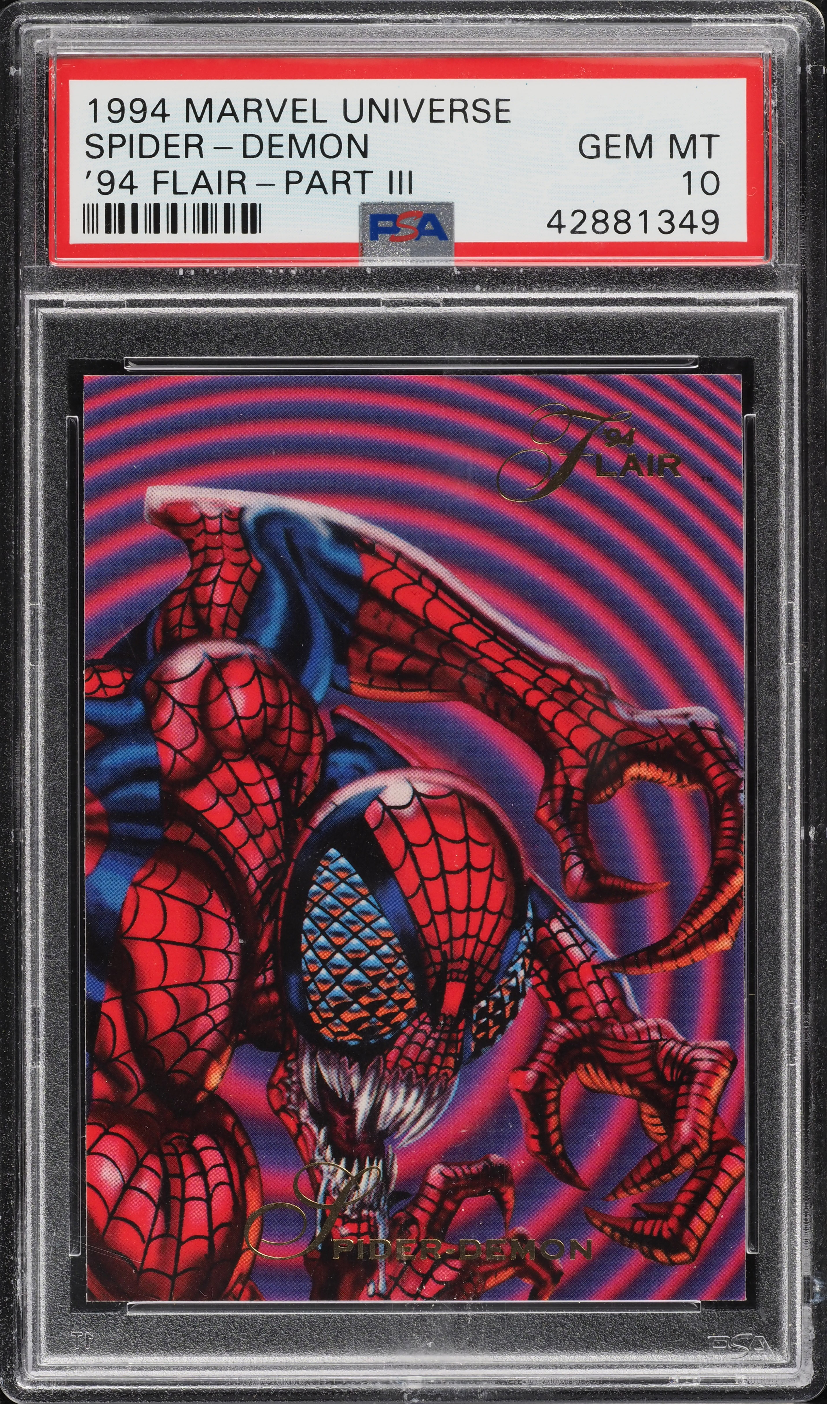 1994 Flair Marvel Universe Part III Spider-Demon PSA 10 GEM MINT