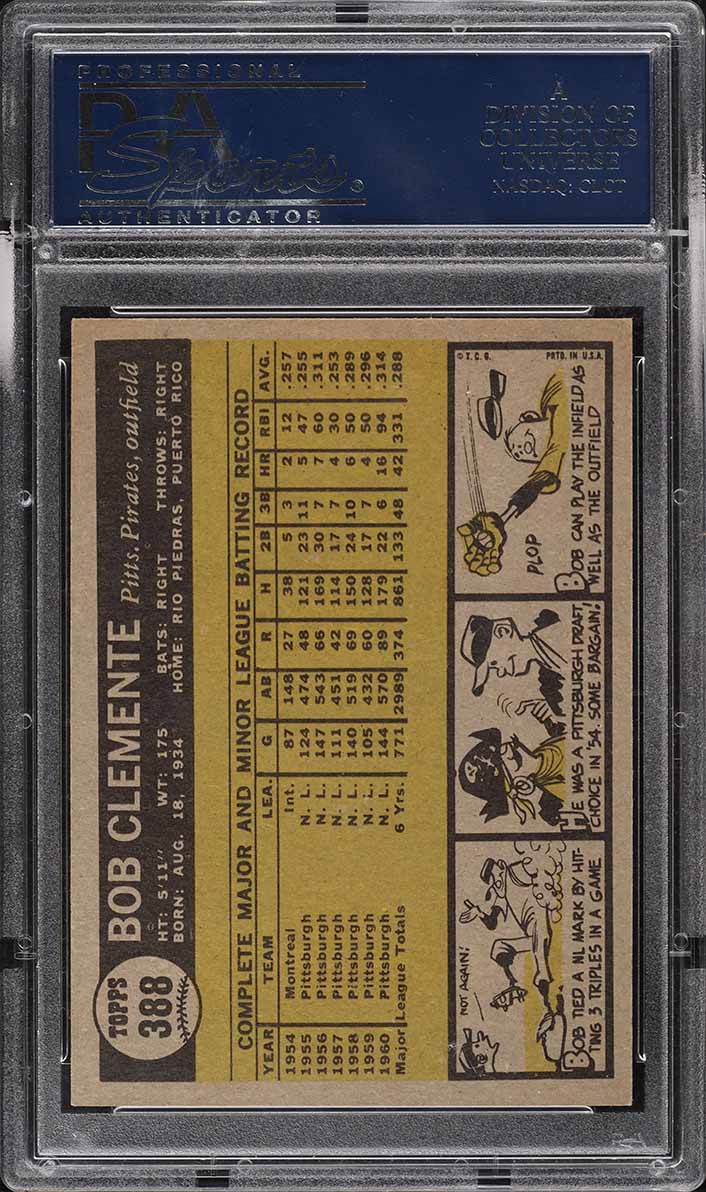 1961 Topps Roberto Clemente #388 PSA 7 NRMT