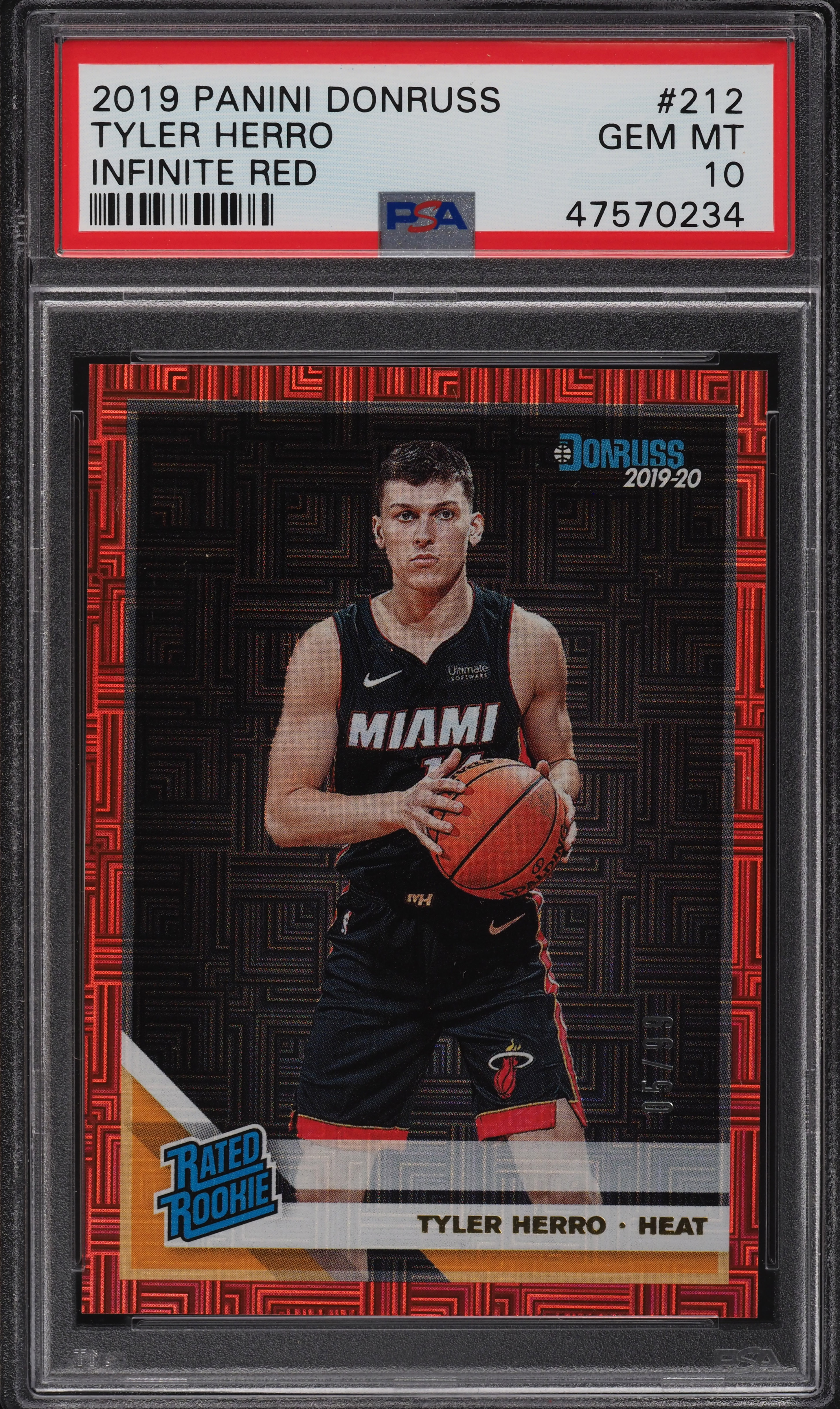 2019 Donruss Infinite Red Tyler Herro ROOKIE /99 #212 PSA 10 GEM