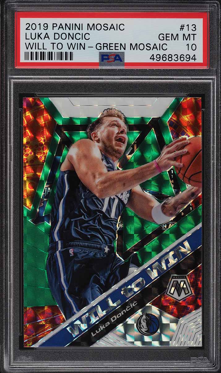 2019 Panini Mosaic Will To Win Green Luka Doncic #13 PSA 10 GEM MINT