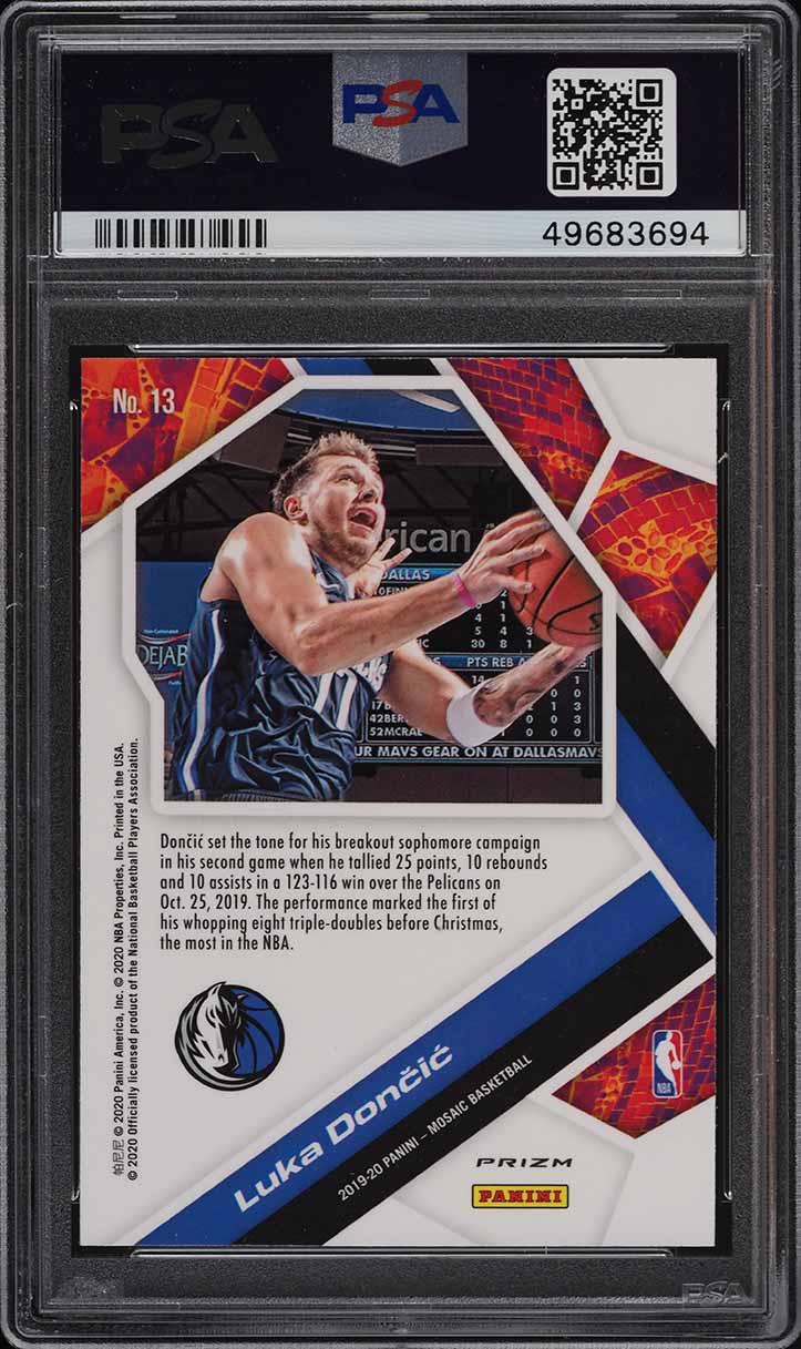 2019 Panini Mosaic Will To Win Green Luka Doncic #13 PSA 10 GEM MINT