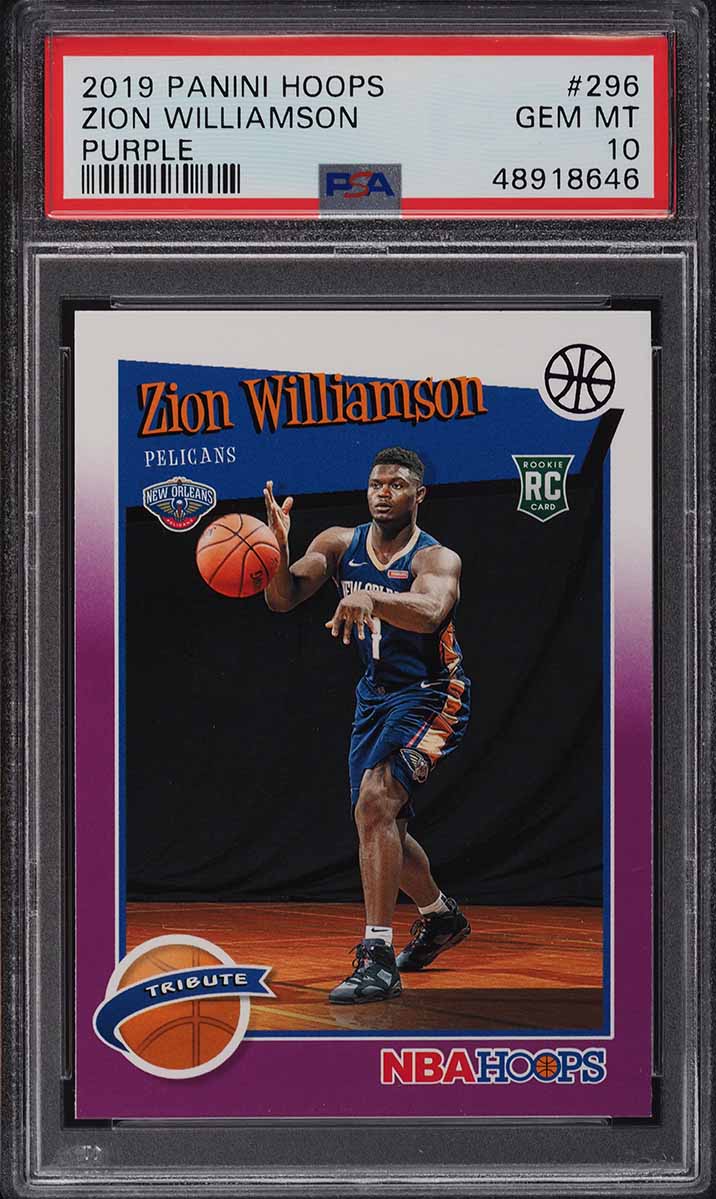 2019 Hoops Tribute Purple Zion Williamson ROOKIE RC #296 PSA 10 GEM MINT