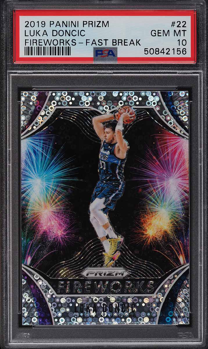 2019 Panini Prizm Fireworks Fast Break Luka Doncic #22 PSA 10 GEM MINT