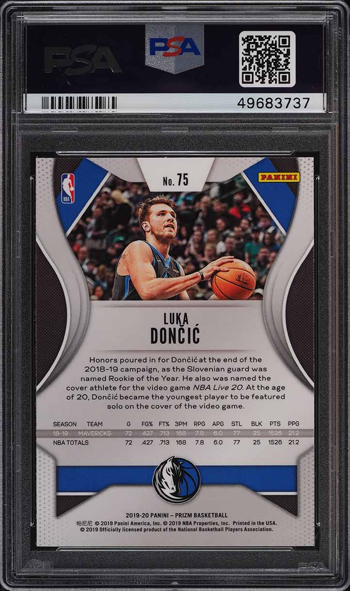 2019 Panini Prizm Luka Doncic #75 PSA 10 GEM MINT on Fanatics Collect
