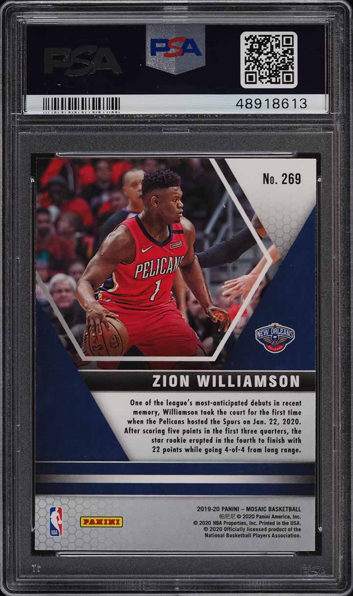 2019 Panini Mosaic Zion Williamson ROOKIE RC #269 PSA 10 GEM MINT