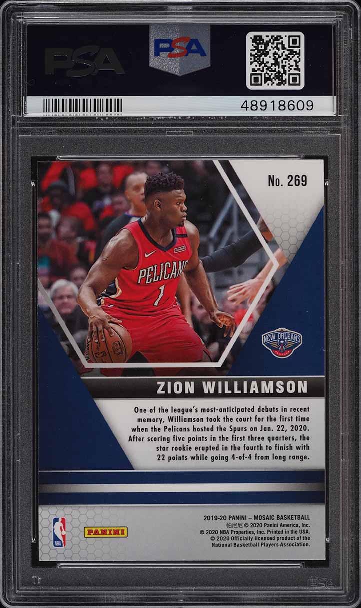 2019 Panini Mosaic Zion Williamson ROOKIE RC #269 PSA 10 GEM MINT