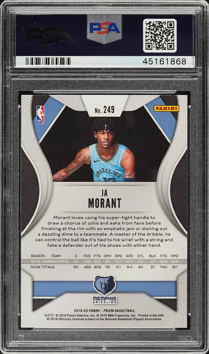 2019 Panini Prizm Ja Morant ROOKIE RC #249 PSA 10 GEM MINT