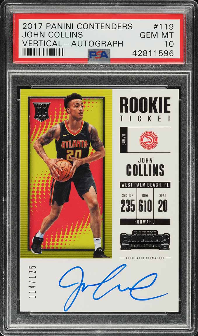 2017 Panini Contenders John Collins ROOKIE RC AUTO /125 #119 PSA 10 GEM MINT