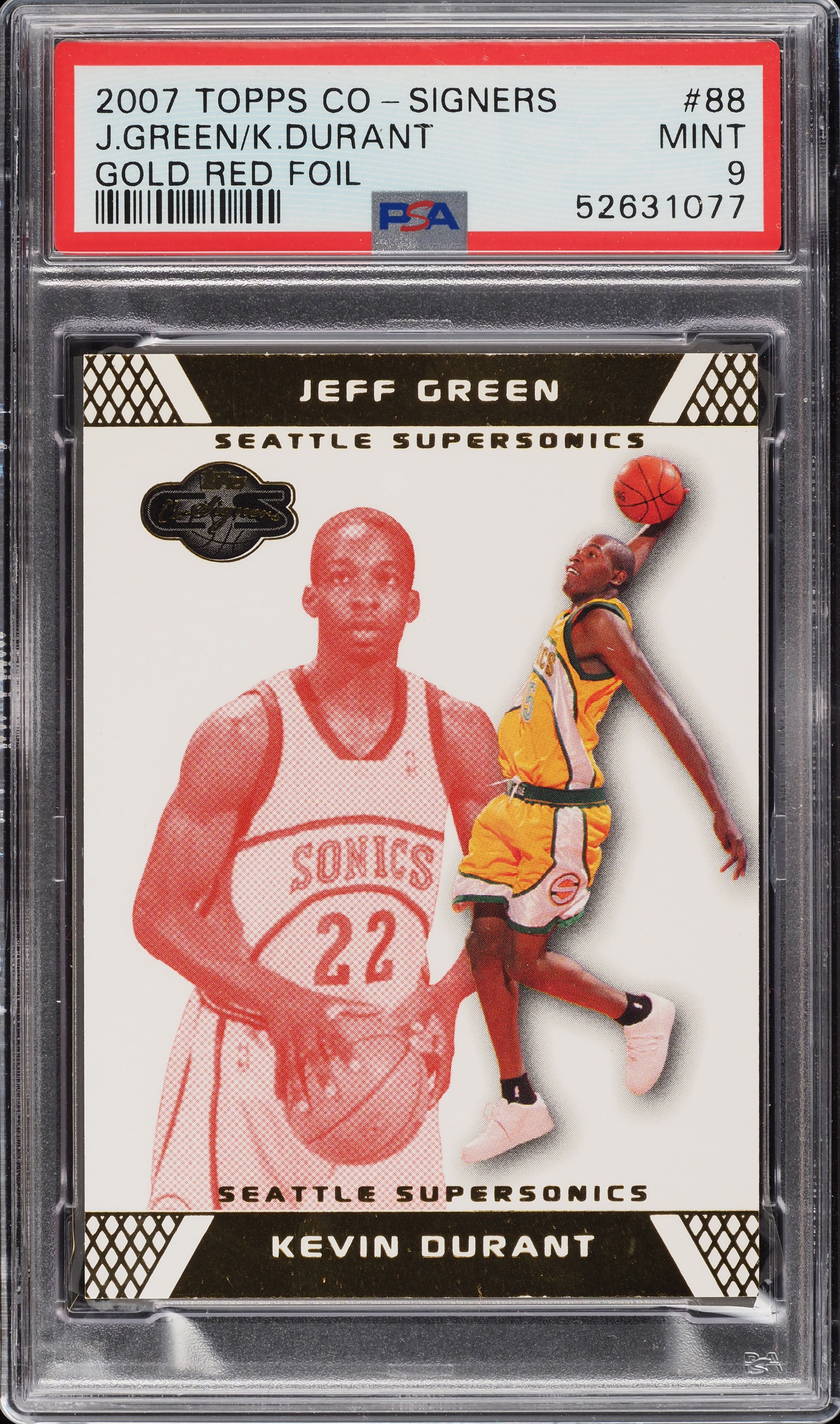 2007 Topps Co-Signers Gold Red Foil Kevin Durant Jeff Green RC