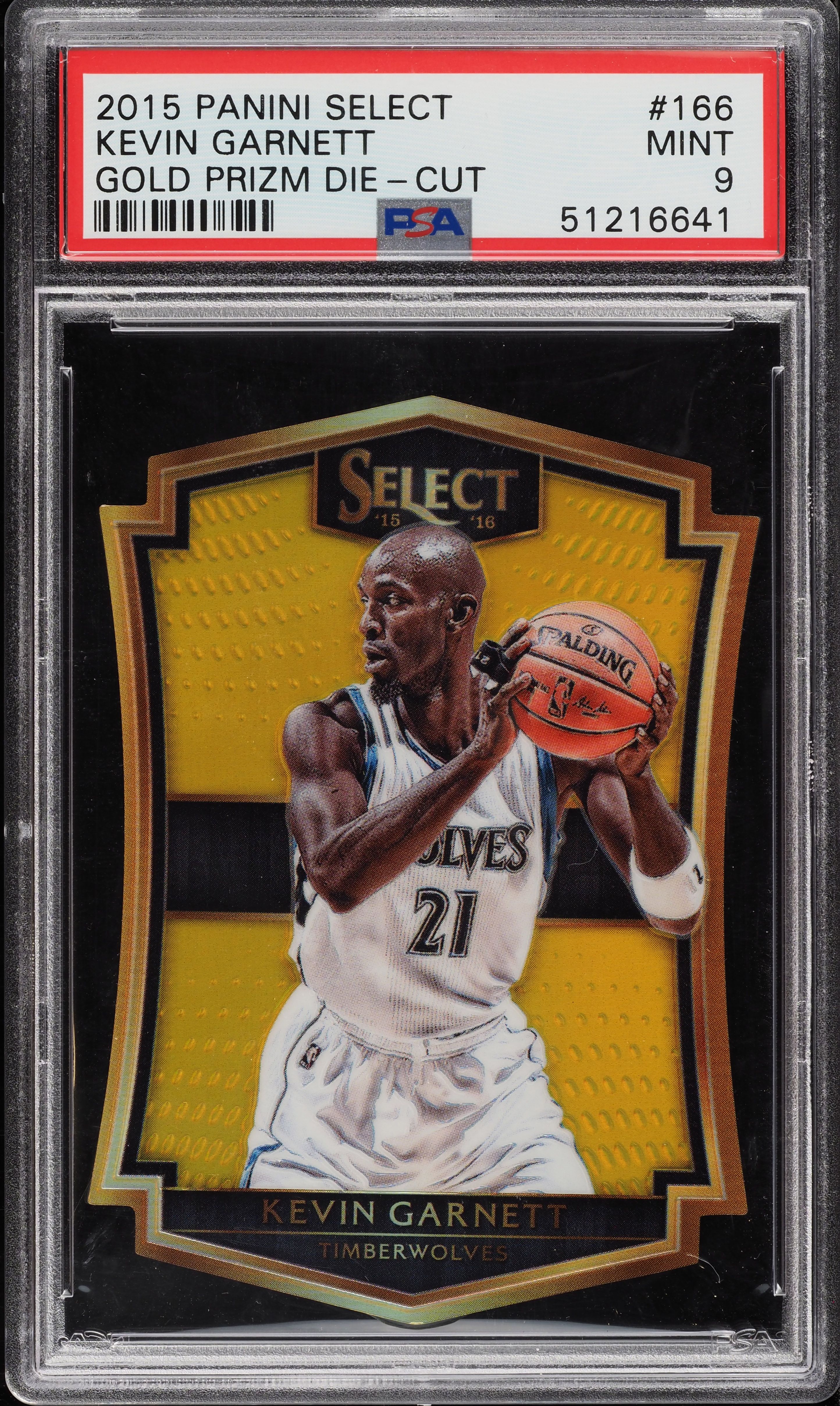 2015 Select Gold Prizm Die-Cut Kevin Garnett /10 #166 PSA 9 MINT