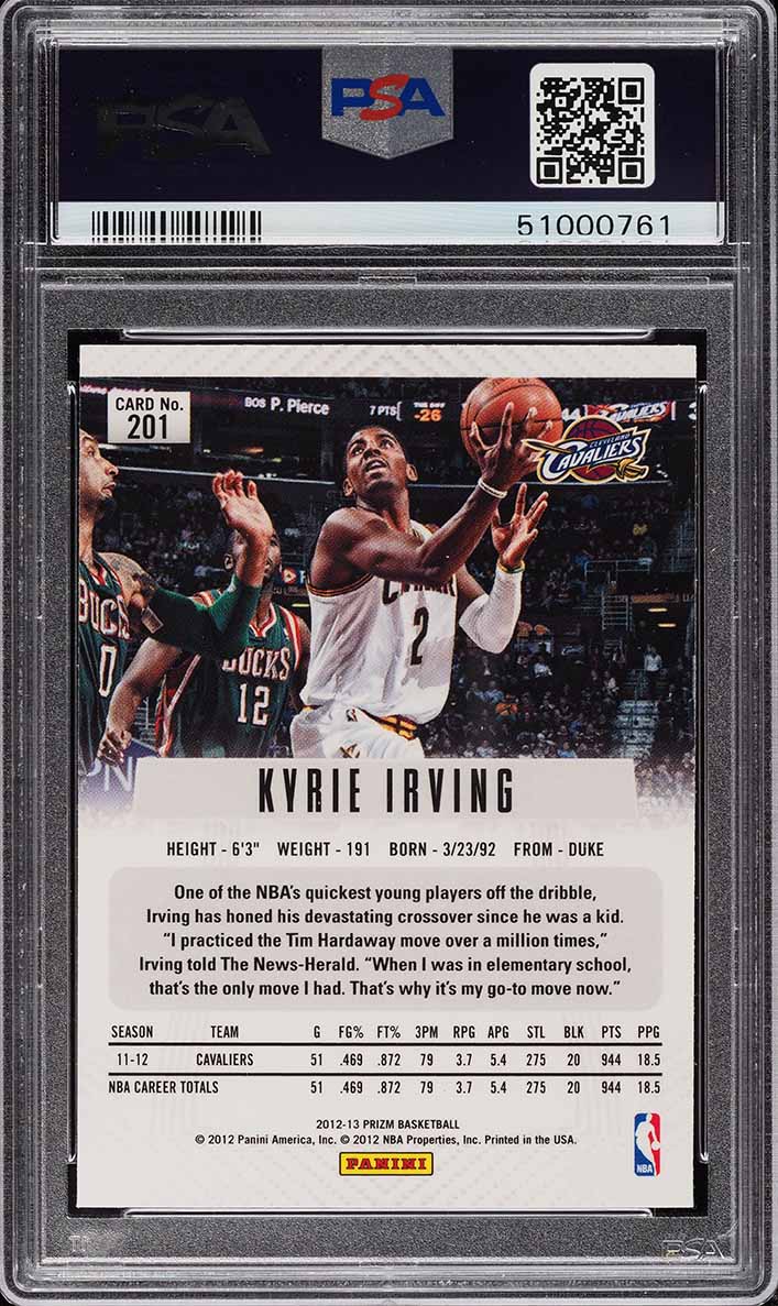 2012 Panini Prizm Kyrie Irving ROOKIE RC #201 PSA 10 GEM MINT