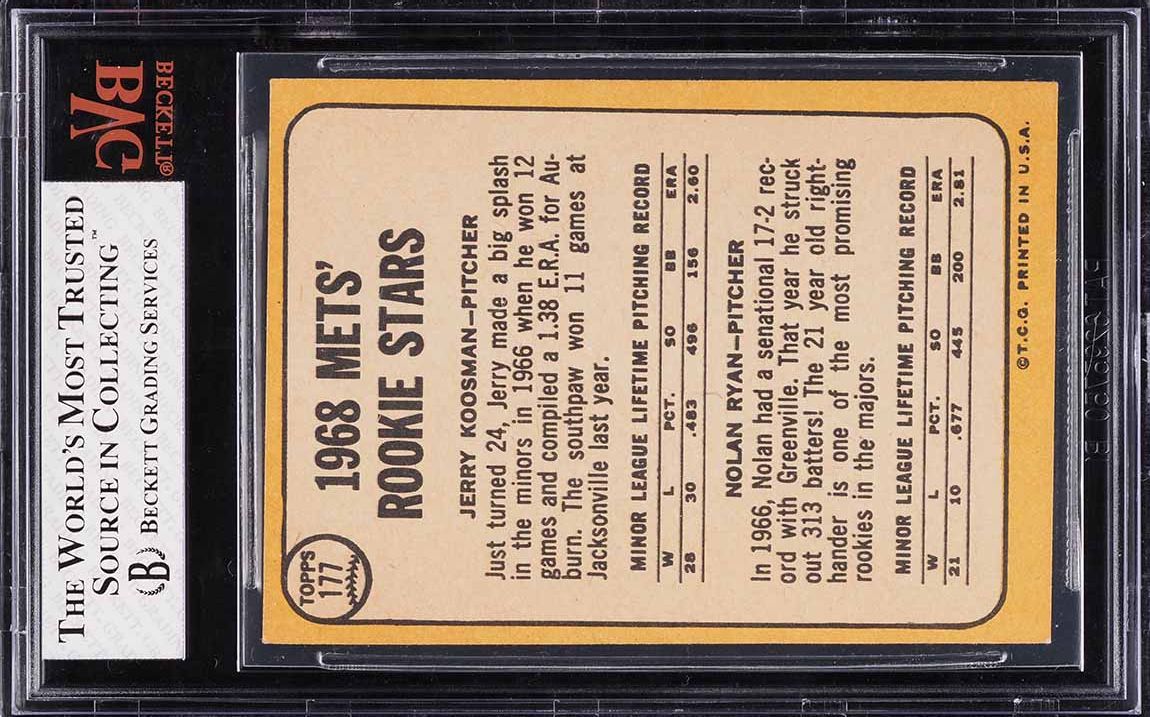 1968 Topps Nolan Ryan ROOKIE #177 BVG 7 NRMT