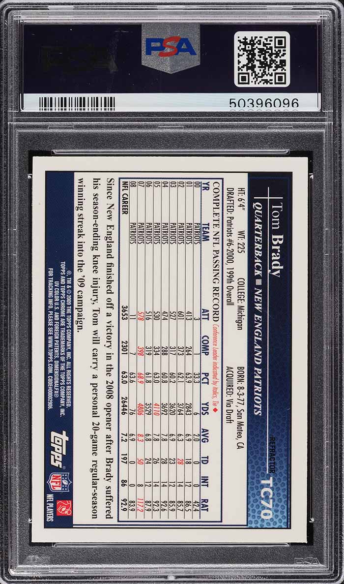 2009 Topps Chrome Throwing Refractor Tom Brady #TC70 PSA 9 MINT
