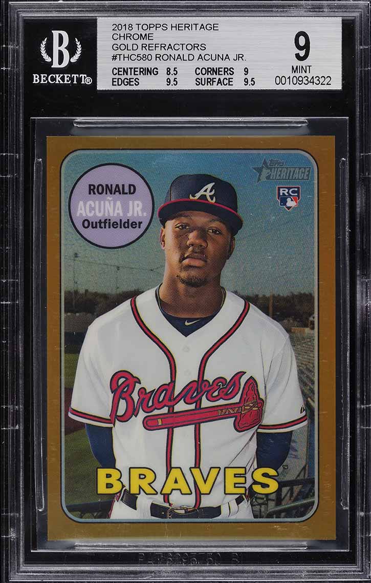 2018 Topps Heritage Chrome Gold Refractor Ronald Acuna Jr. ROOKIE RC 1/5 BGS 9