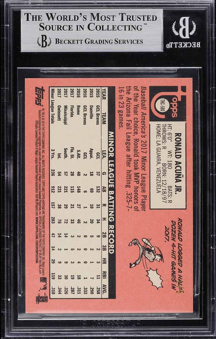 2018 Topps Heritage Chrome Gold Refractor Ronald Acuna Jr. ROOKIE RC 1/5 BGS 9