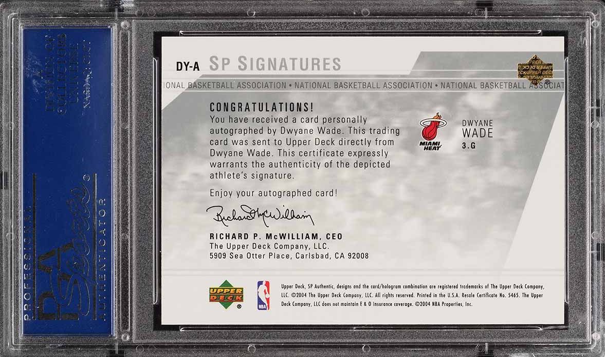 2003 SP Authentic Signatures Dwyane Wade ROOKIE AUTO #DY-A PSA 9 MINT