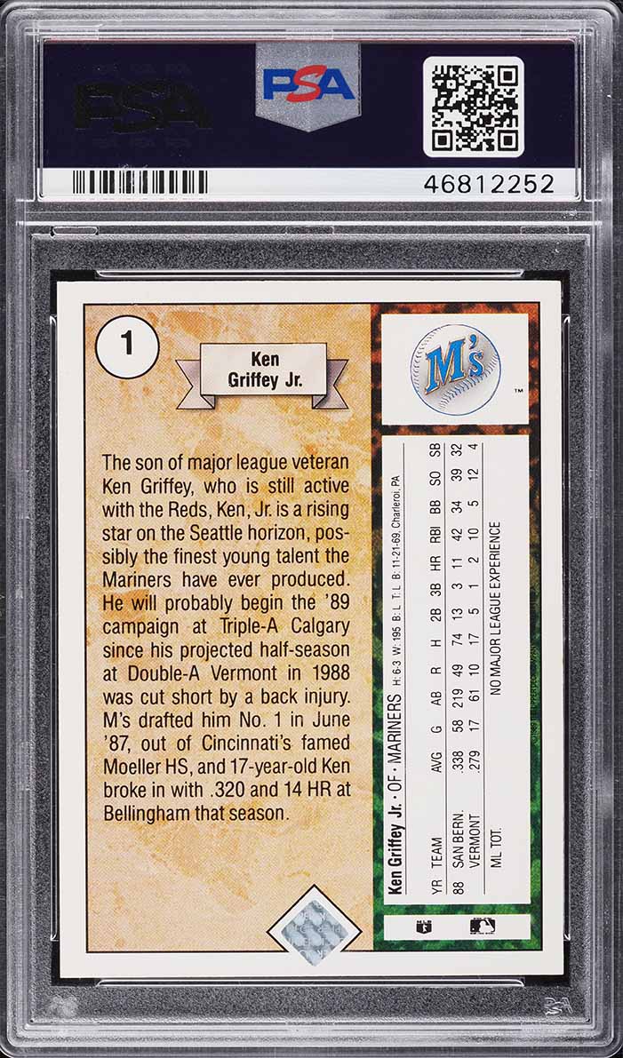 1989 Upper Deck Ken Griffey Jr. ROOKIE AUTO DNA 10 #1 PSA 9 MINT