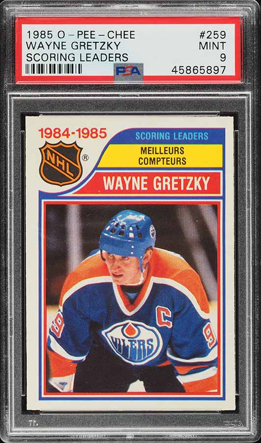 1985 O-Pee-Chee Hockey Wayne Gretzky SCORING LEADERS #259 PSA 9 MINT