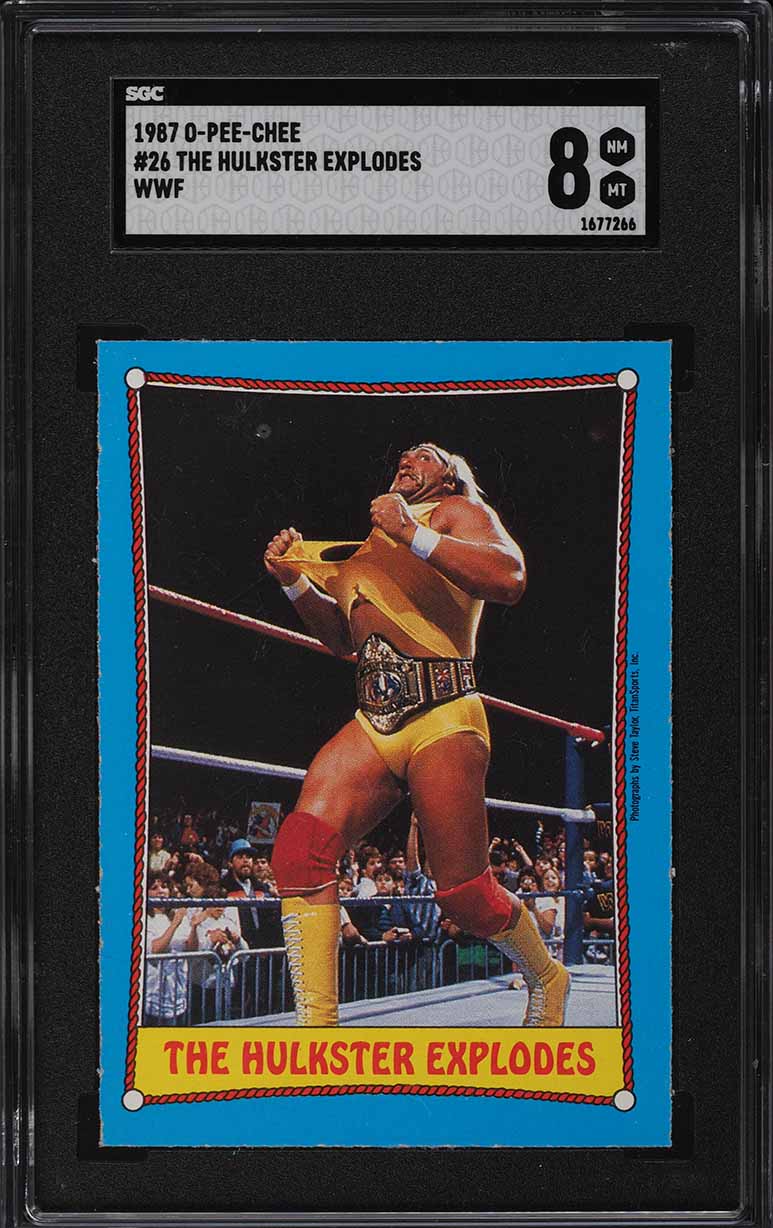 1987 O-Pee-Chee WWF Wrestling The Hulkster Explodes #26 SGC 8 NM-MT