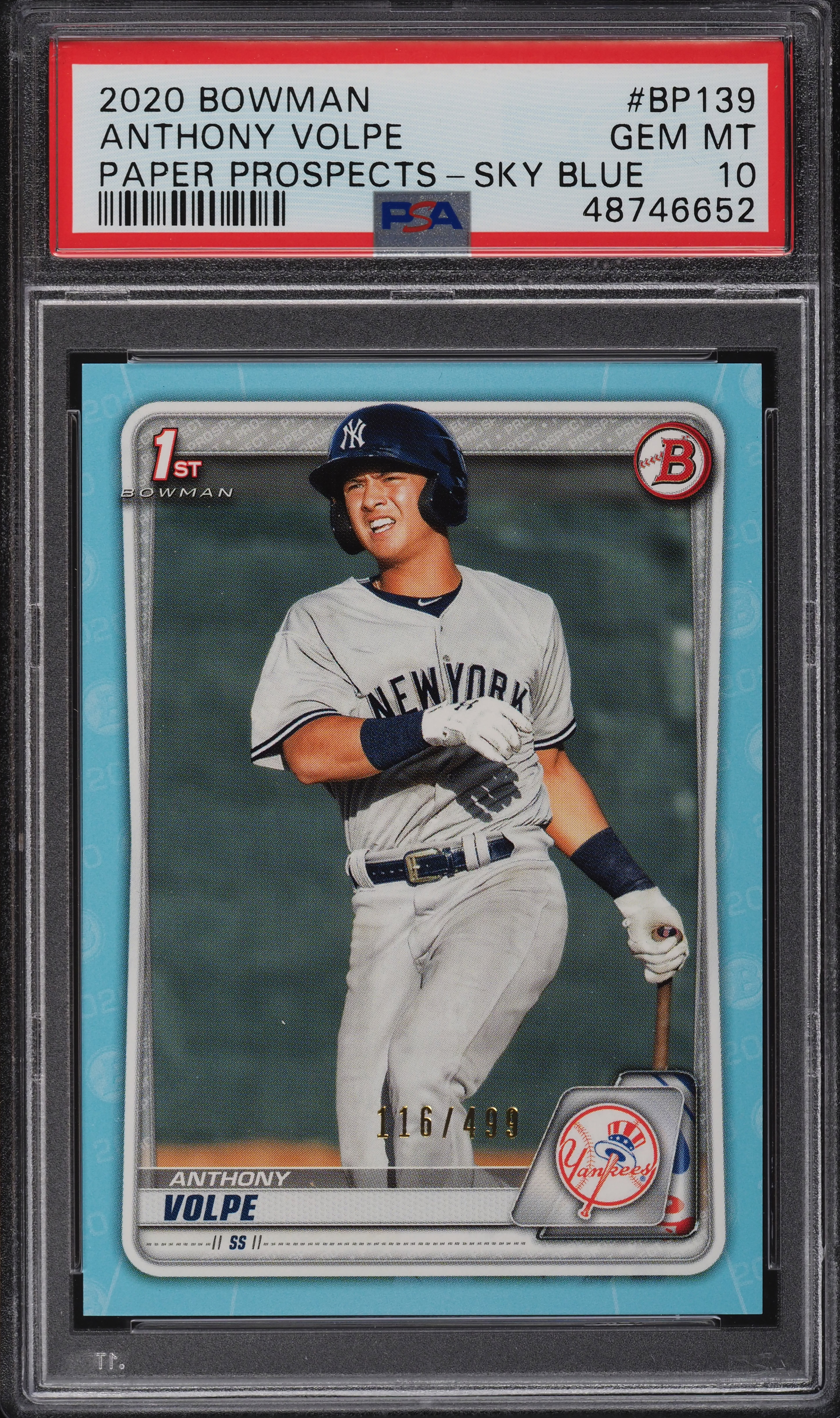 2020 Bowman Paper Prospects Sky Blue Anthony Volpe ROOKIE RC /499