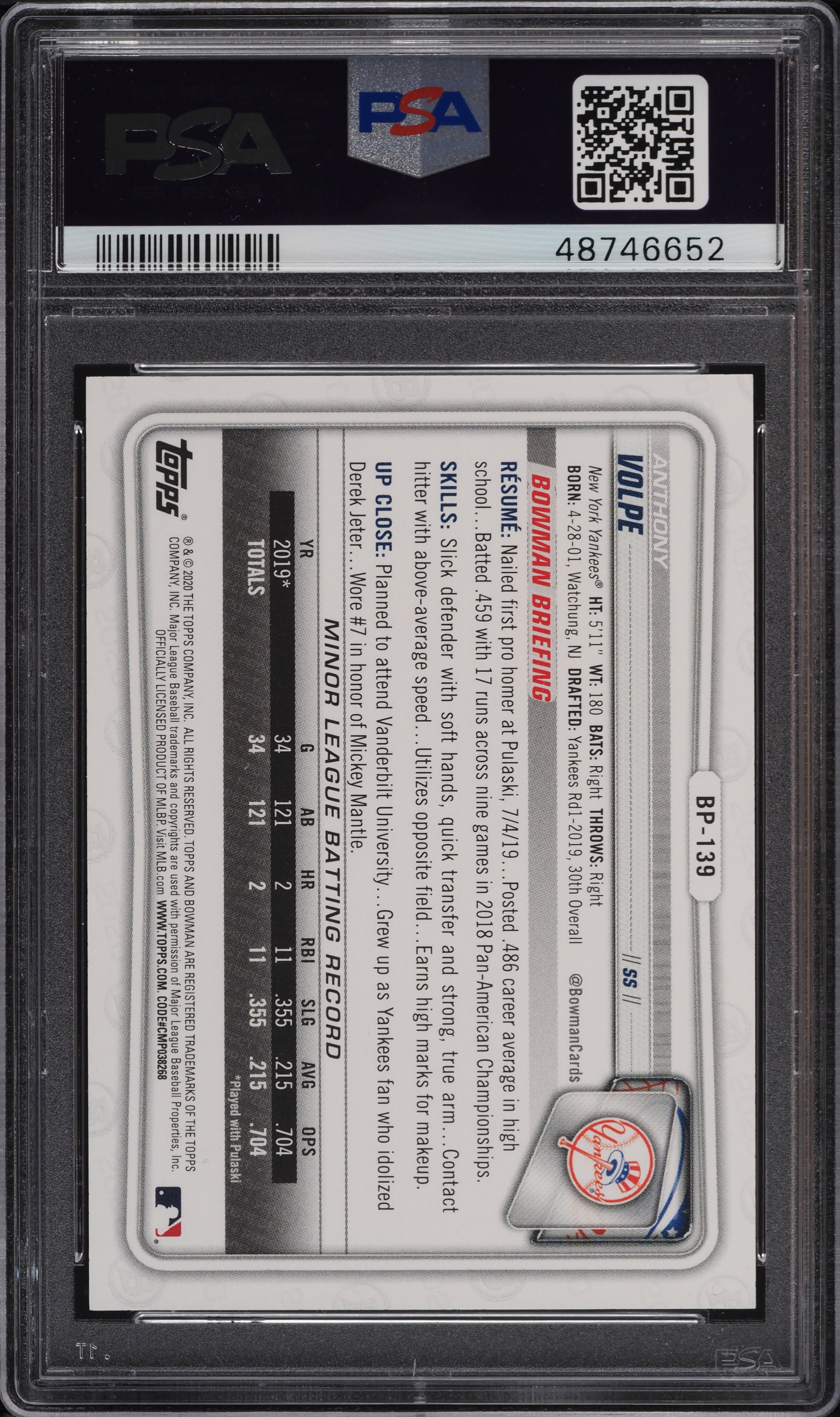その他 2020 bowman sapphire Anthony volpe PSA9 その他 2020 bowman sapphire Anthony volpe PSA9 Anthony Volpe 2020