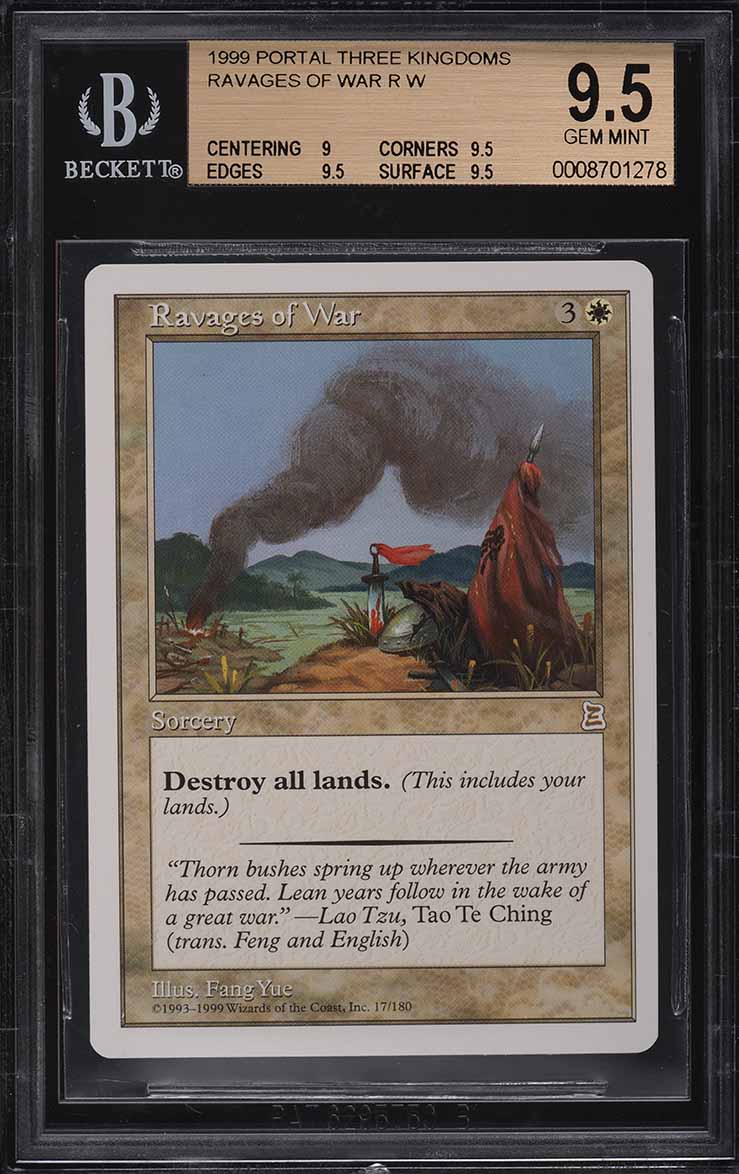 1999 Magic The Gathering MTG Portal Three Kingdoms Ravages Of War R W BGS  9.5 on Fanatics Collect