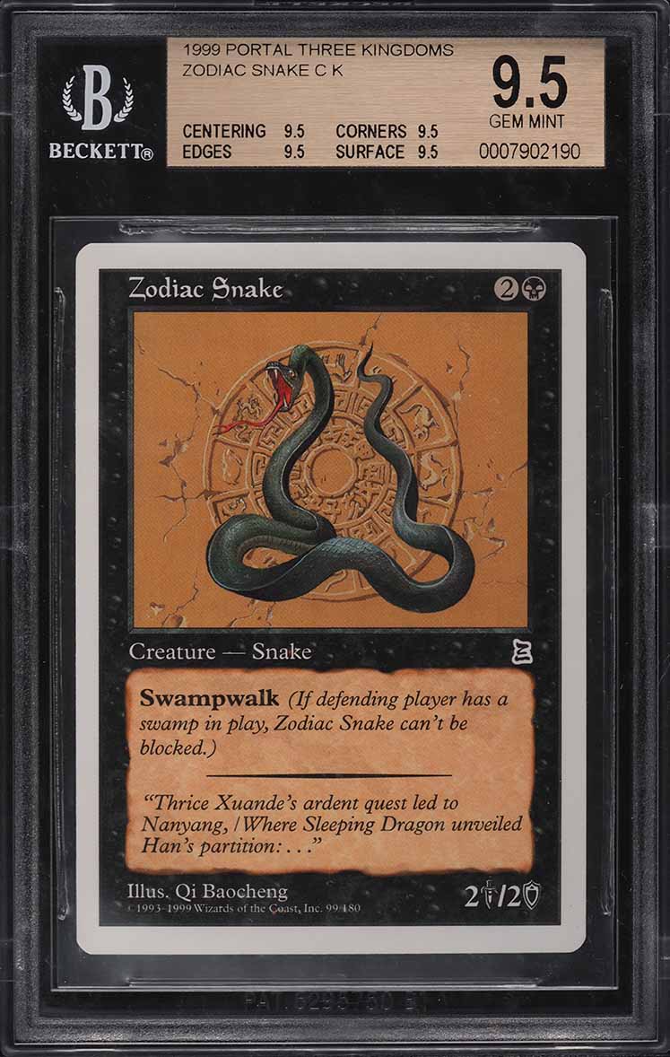 mtg zodiac cards 1999 Magic The Gathering Portal Three Kingdoms Snake C K BGS 9.5 GEM on Fanatics Collect Cao Rui Chinese Zodiac Dragon Portal 3K