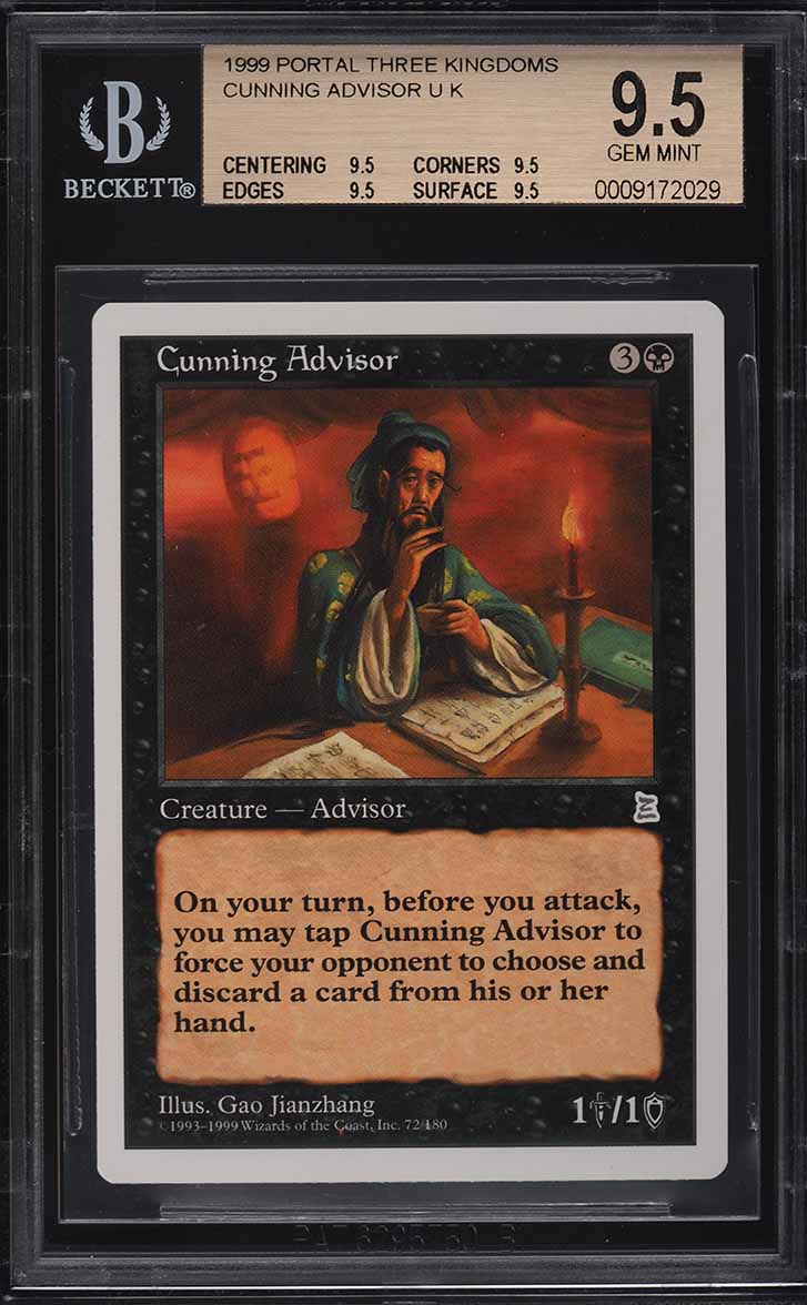 1999 Magic The Gathering MTG Portal Three Kingdoms Cunning Advisor U K BGS 9.5