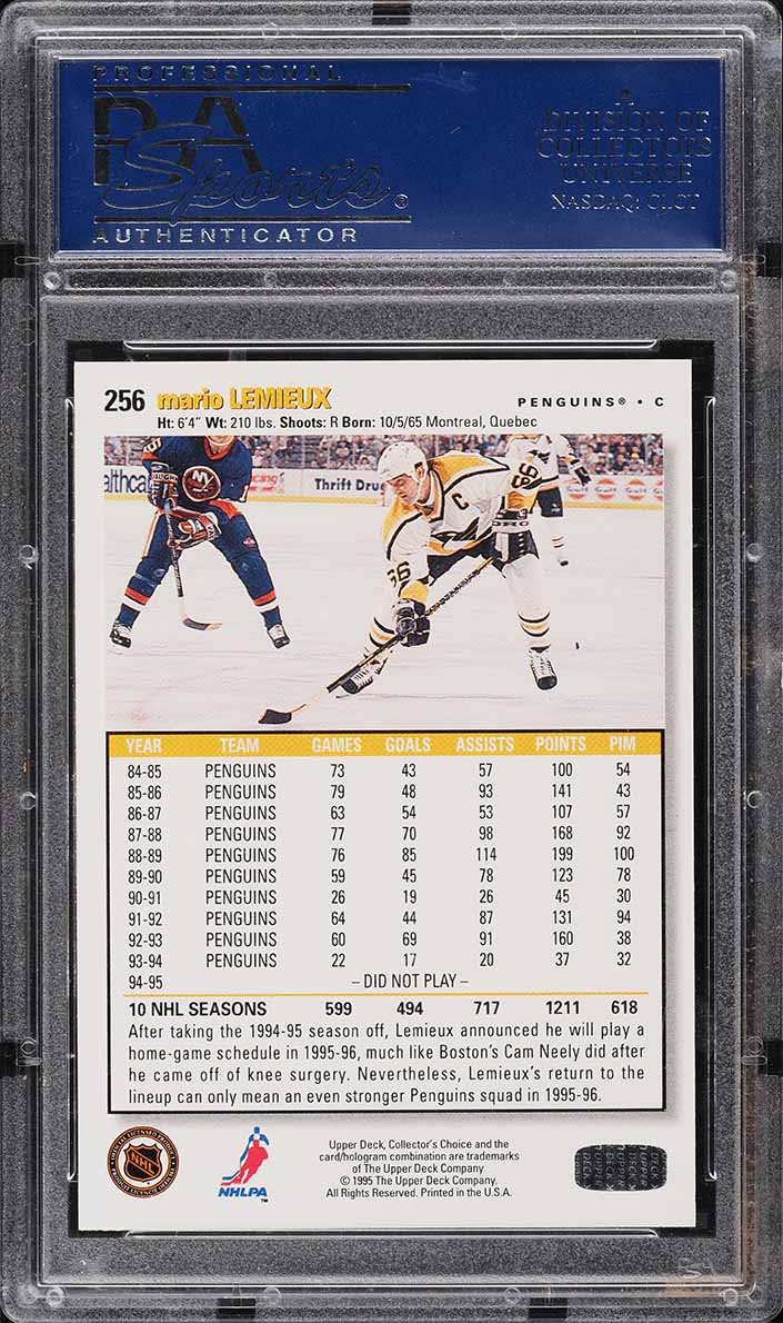 1995 Collector's Choice Player's Club Mario Lemieux #256 PSA 10 GEM MINT