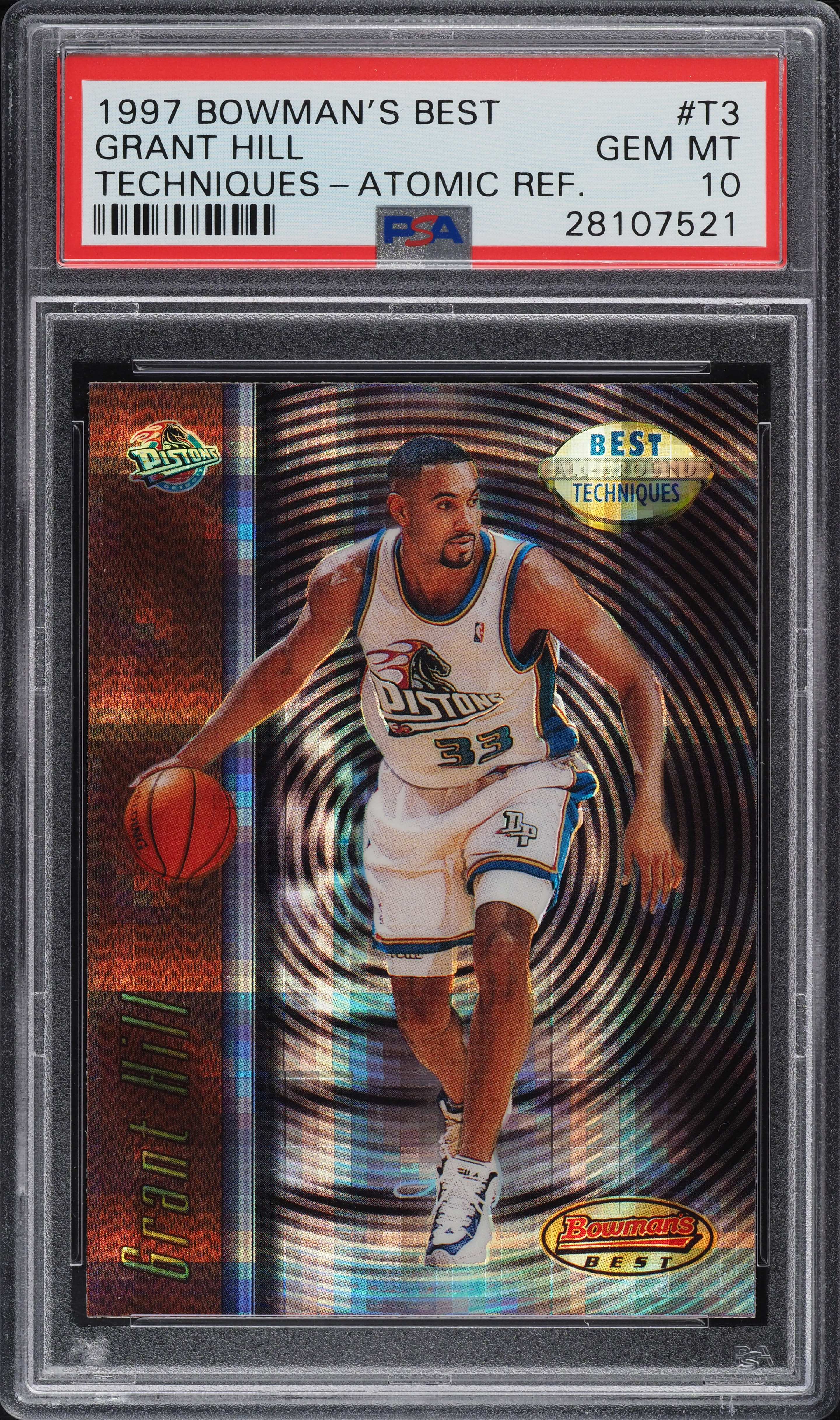 その他 96-97 BB Atomic Refractor Grant Hill 1997 Bowman's Best Techniques Atomic Refractor Grant Hill #T3 PSA