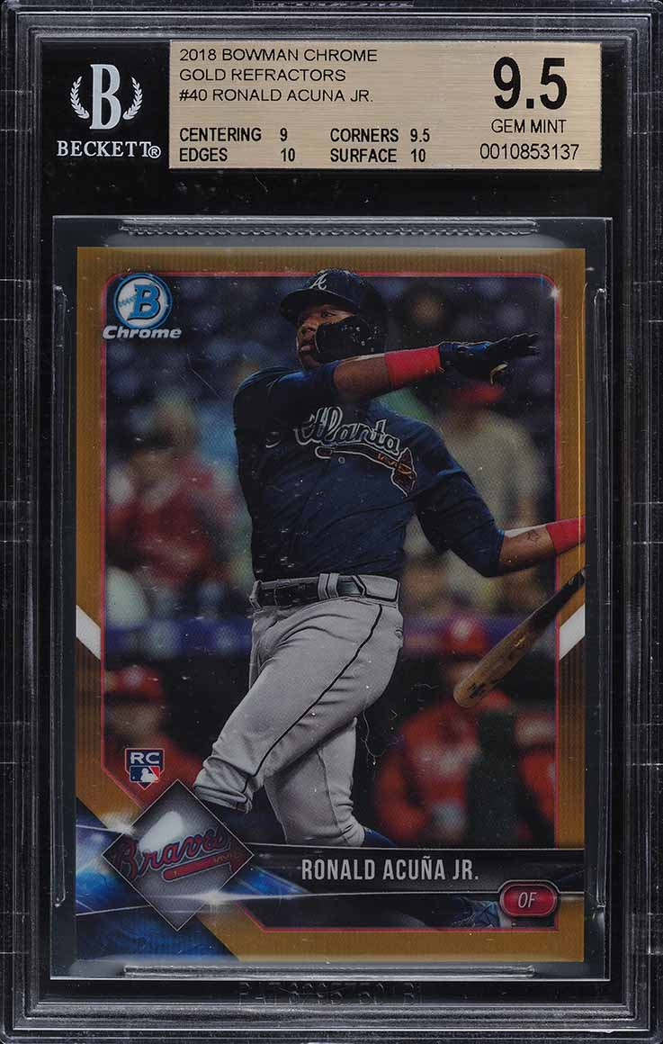 2018 Bowman Chrome Gold Refractor Ronald Acuna Jr. RC JSY 13/50 #40 BGS 9.5 GEM
