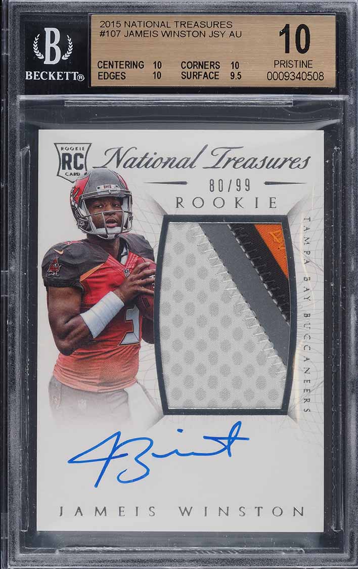 2015 National Treasures Jameis Winston ROOKIE RC PATCH AUTO /99 BGS 10 PRISTINE