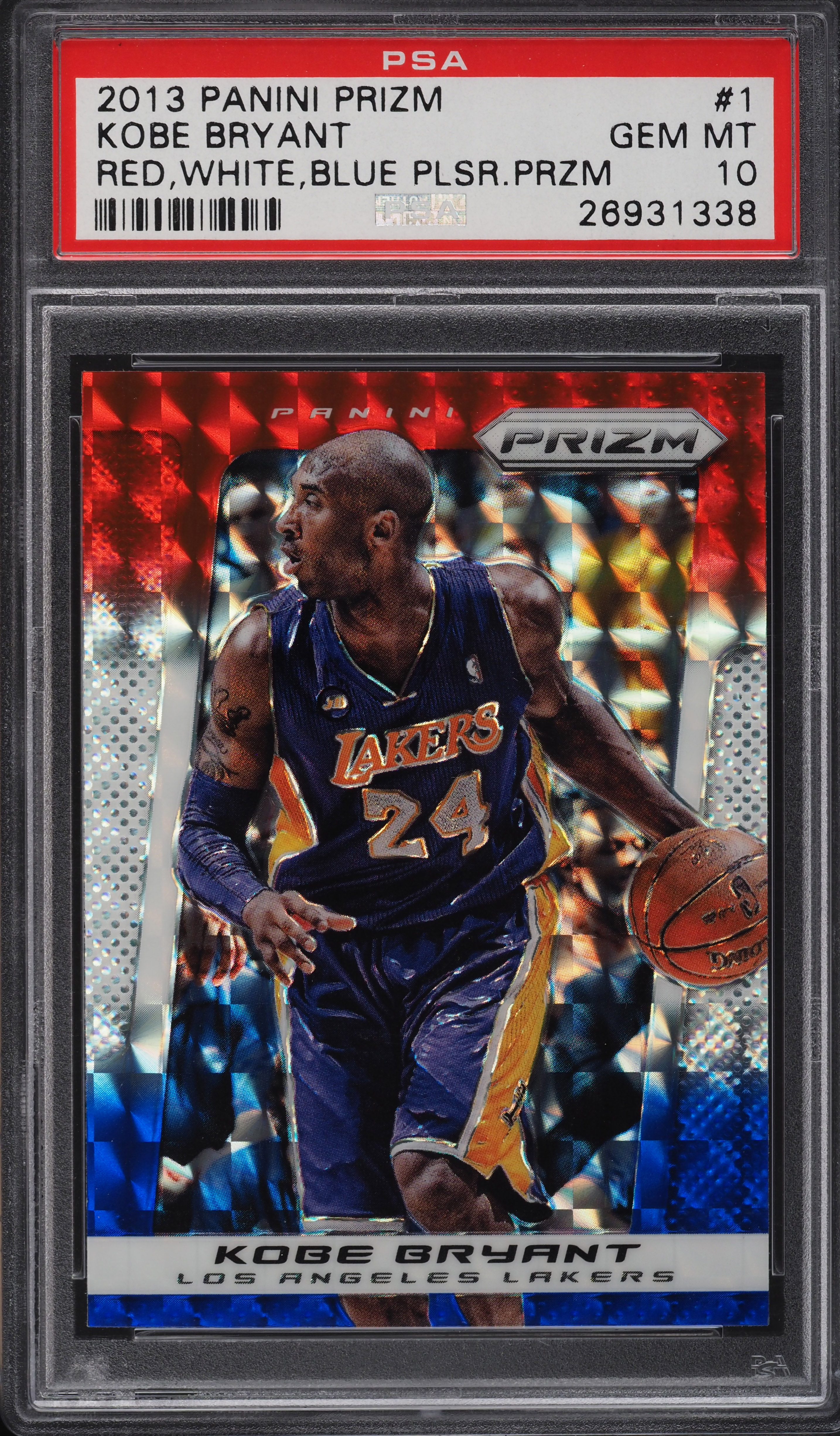 2013 Panini Prizm Red White Blue Kobe Bryant #1 PSA 10 GEM MINT on