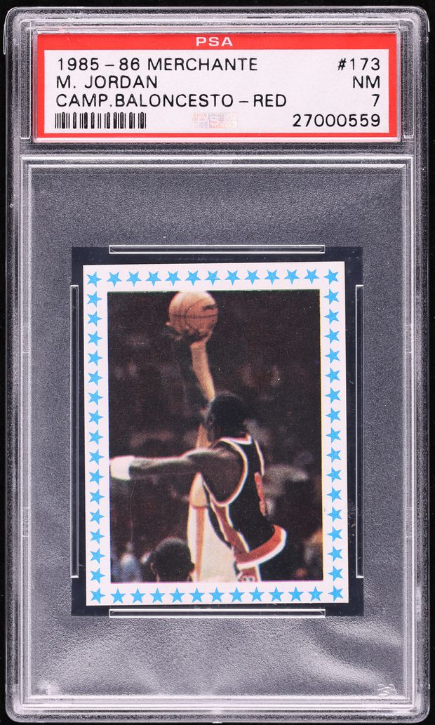 1985 Merchante Campeonato Red Michael Jordan ROOKIE #173 PSA 7 NRMT