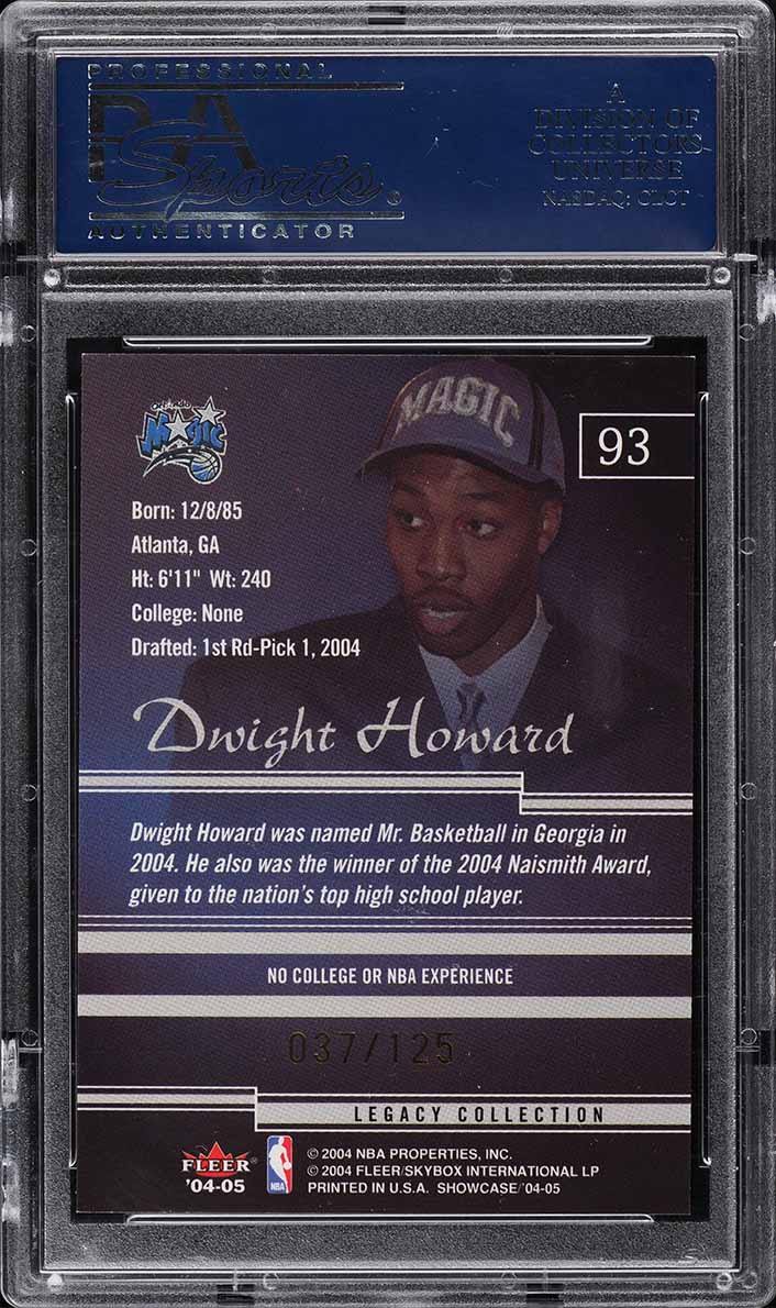 2004 Fleer Showcase Legacy Collection Dwight Howard ROOKIE /125 #93 PSA 10 GEM